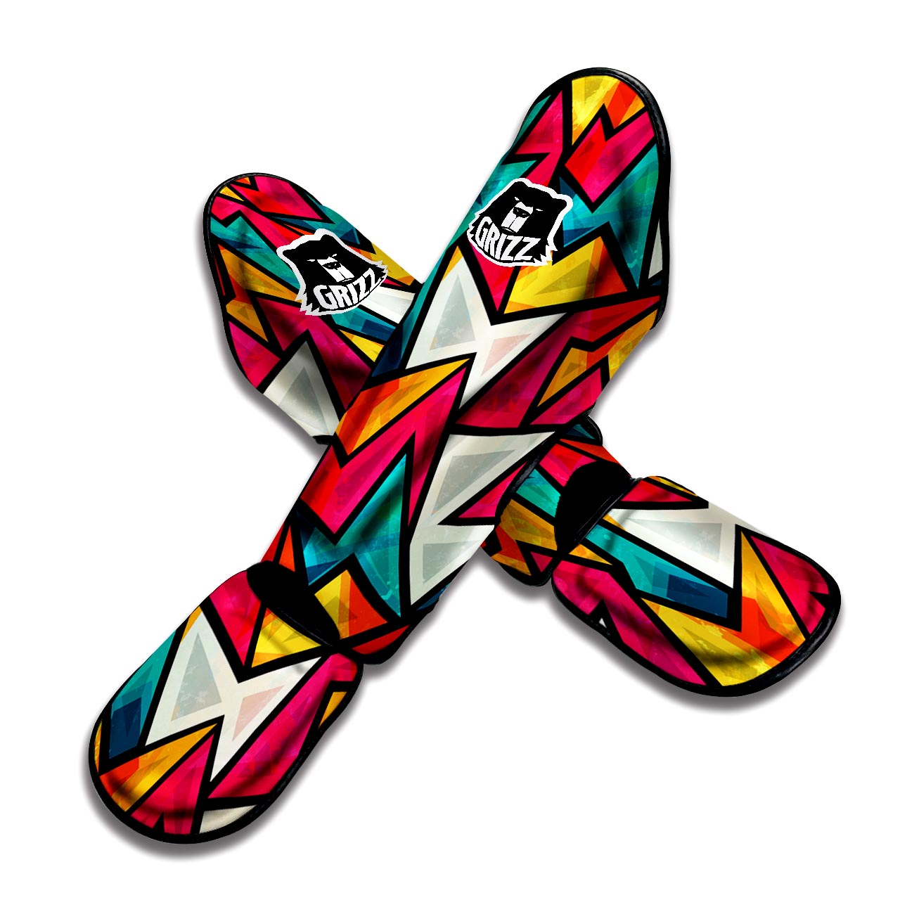 Abstract Geometric Colorful Muay Thai Shin Guard-grizzshop