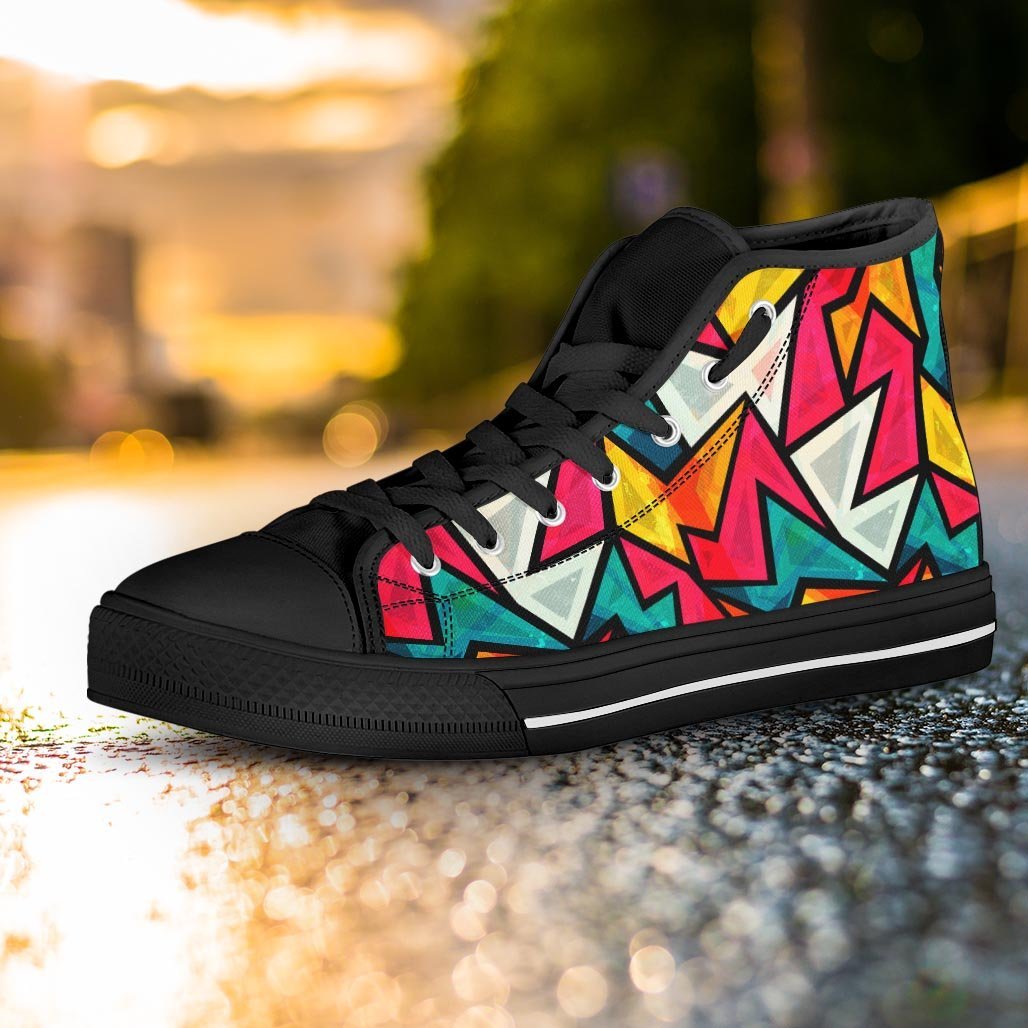 Abstract Geometric Colorful Women's High Top Shoes-grizzshop