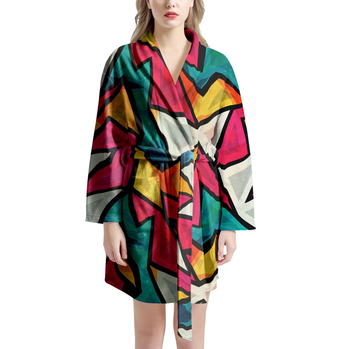 Abstract Geometric Colorful Women's Robe-grizzshop