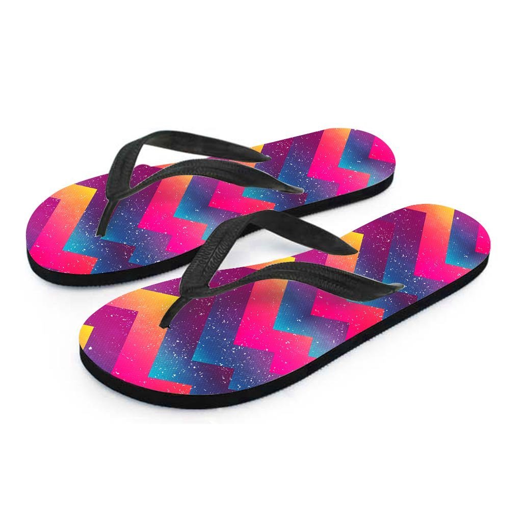 Abstract Geometric Grunge Men's Flip Flops-grizzshop
