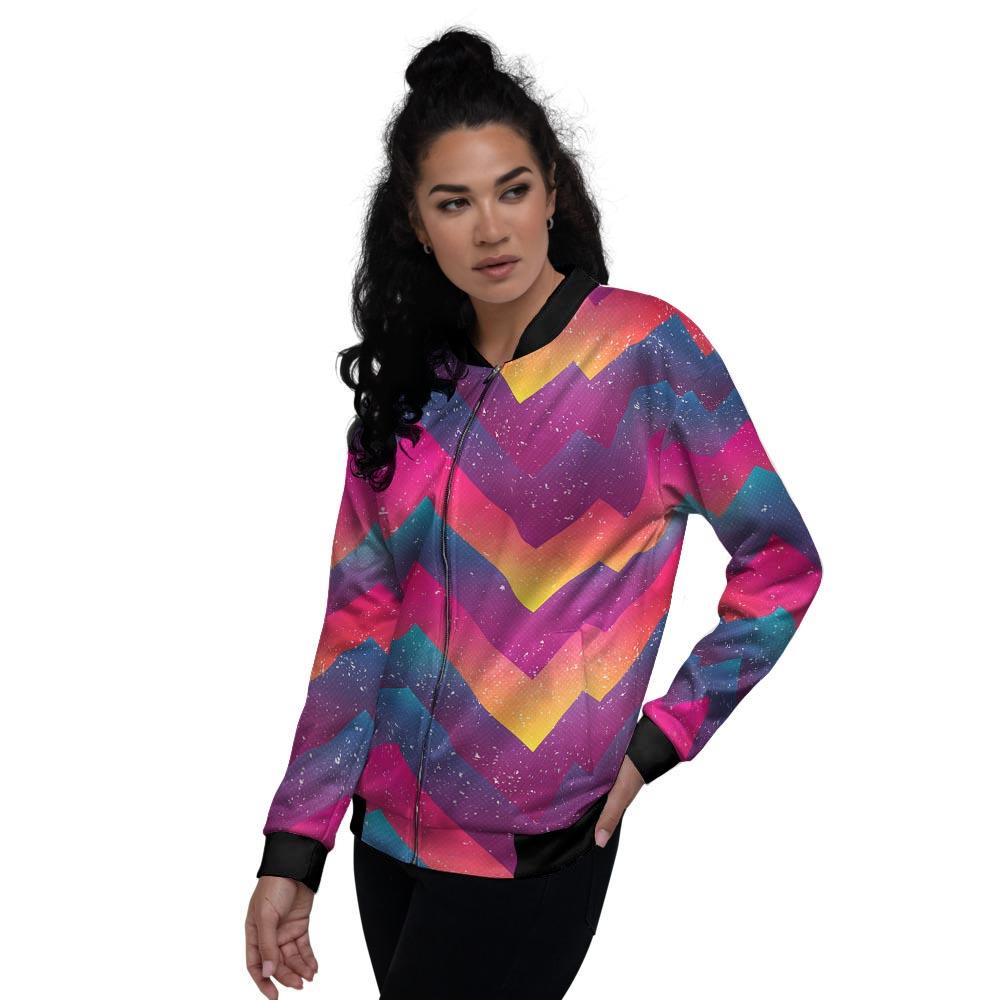 Abstract Geometric Grunge Women's Bomber Jacket-grizzshop