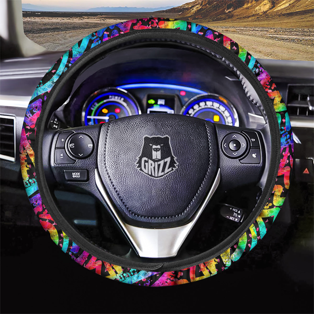 Abstract Graffiti Colorful Paint Print Pattern Car Steering Wheel Cover-grizzshop