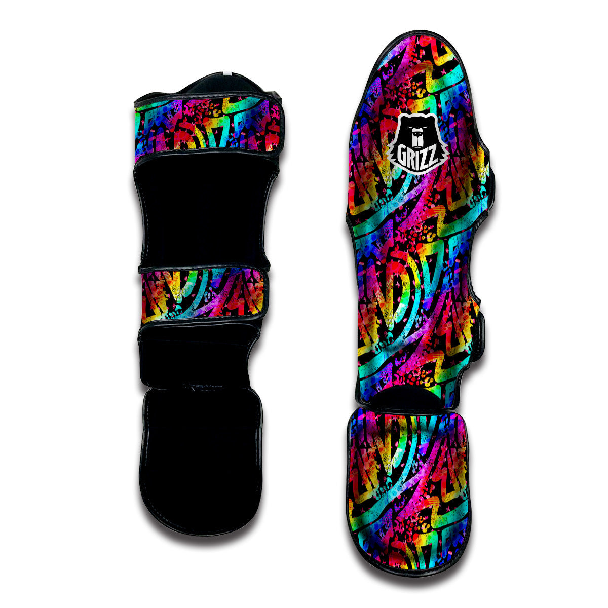 Abstract Graffiti Colorful Paint Print Pattern Muay Thai Shin Guards-grizzshop