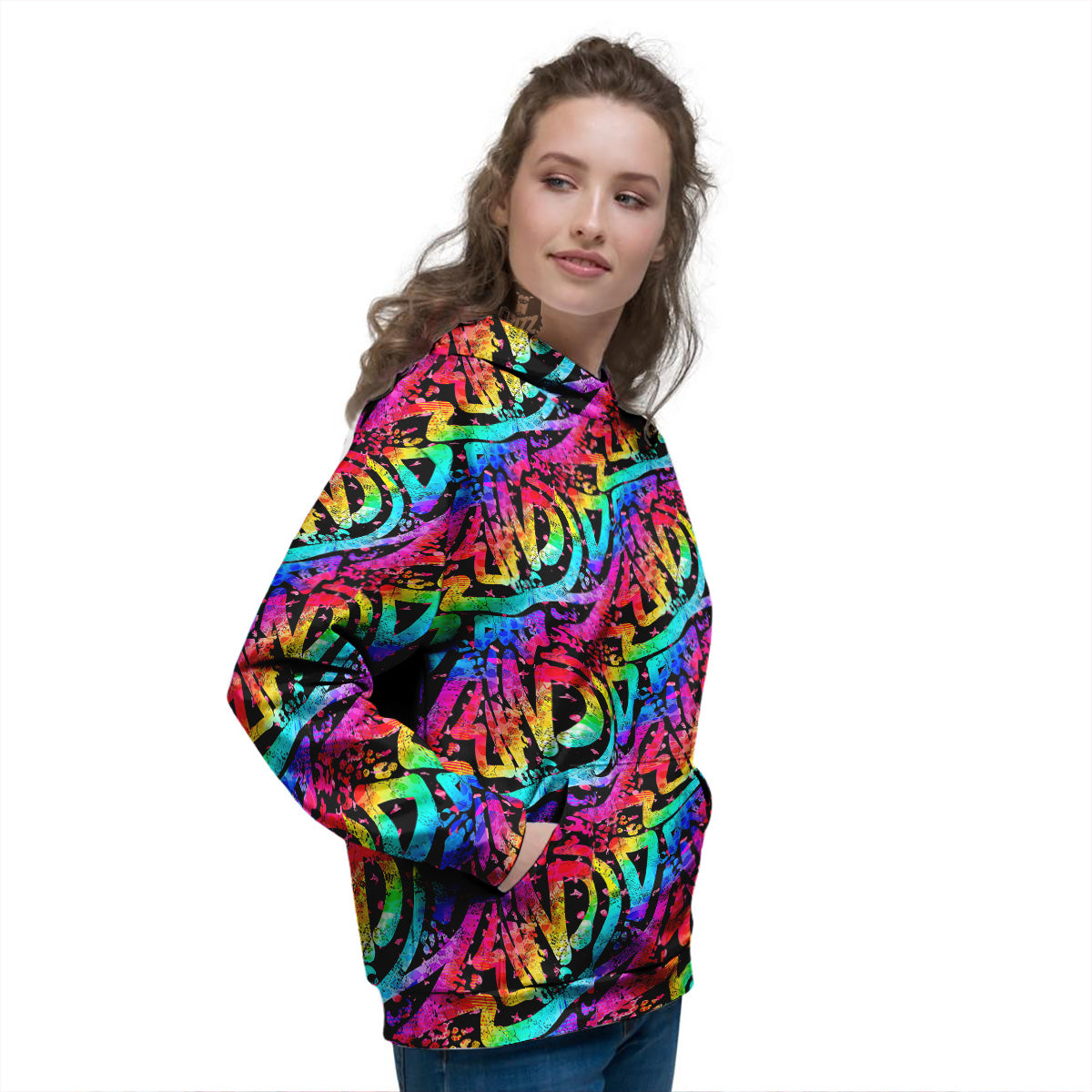 Abstract Graffiti Colorful Paint Print Pattern Women's Hoodie-grizzshop