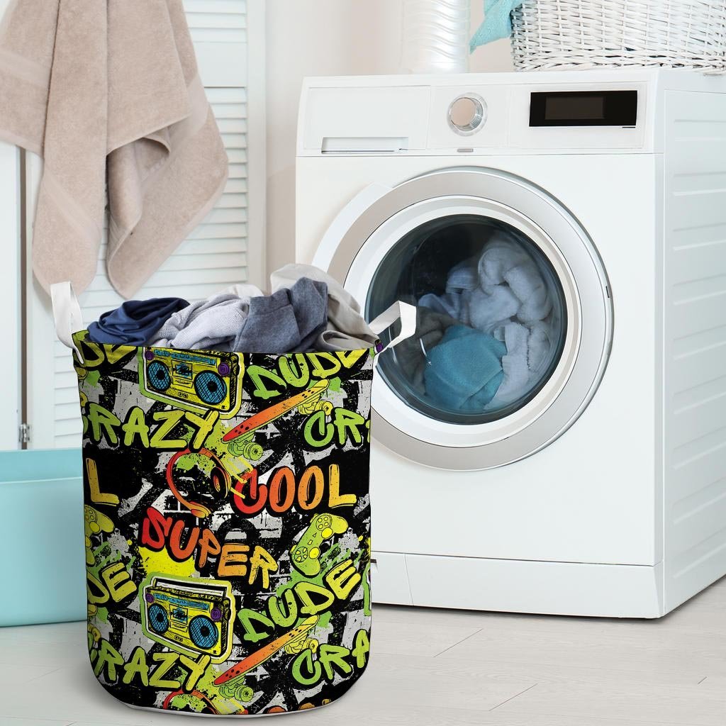 Abstract Graffiti Drips Print Laundry Basket-grizzshop