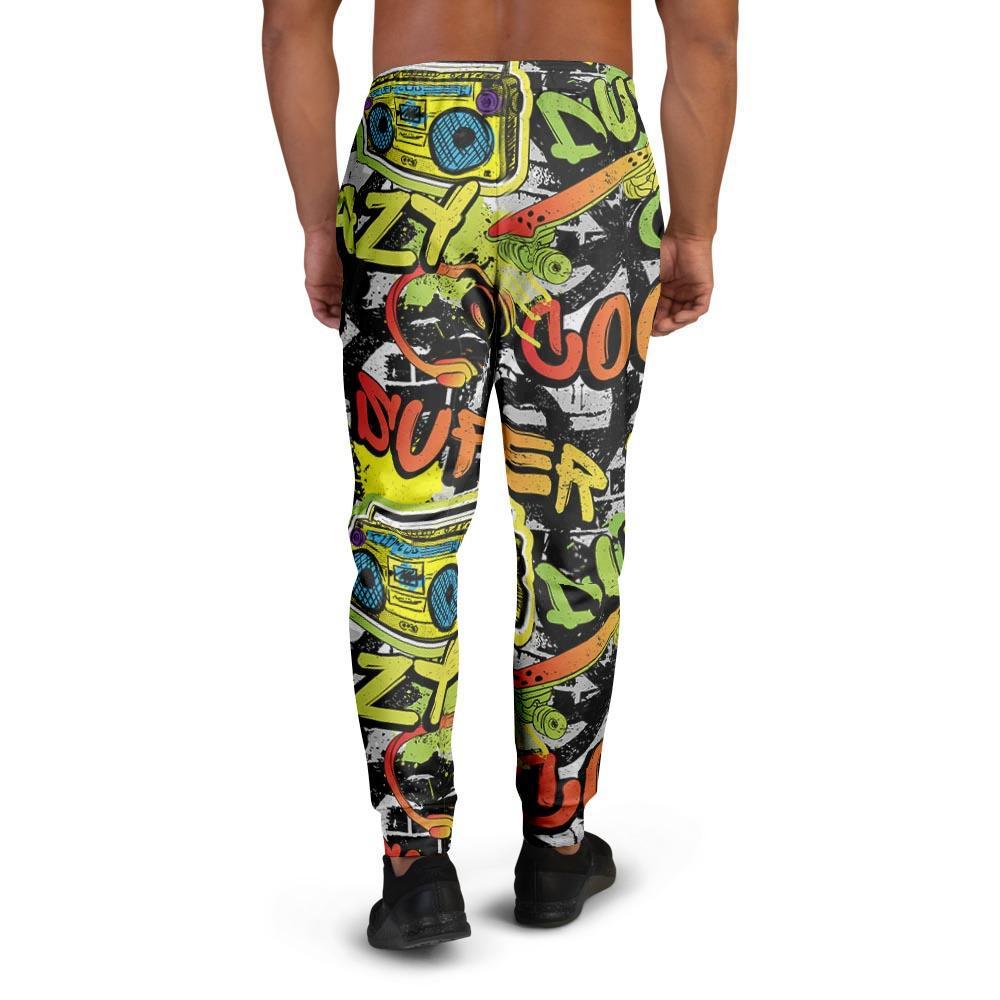 Abstract Graffiti Drips Print Men's Joggers-grizzshop