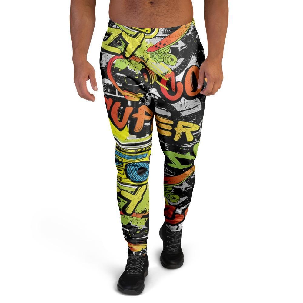 Abstract Graffiti Drips Print Men's Joggers-grizzshop