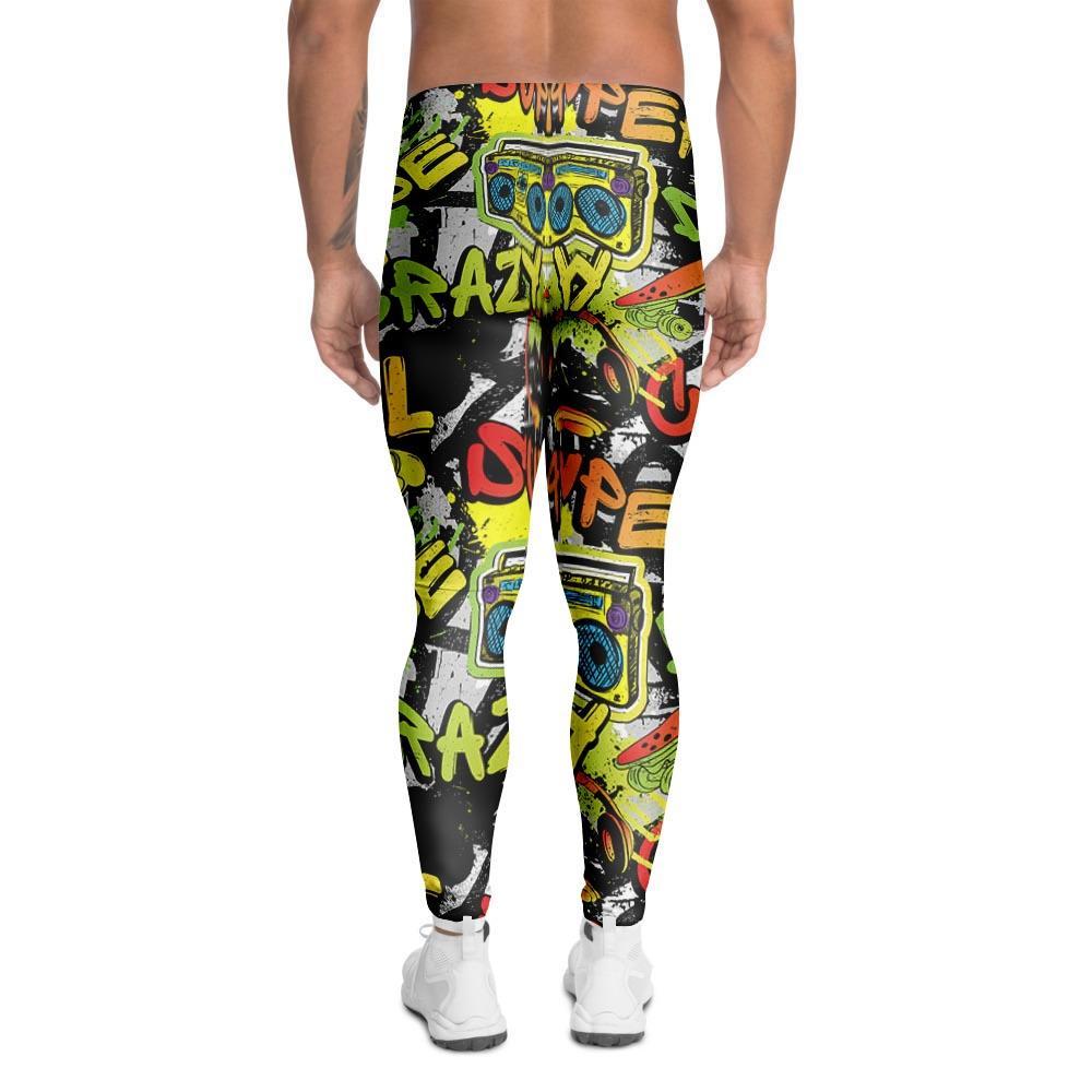 Abstract Graffiti Drips Print Men's Leggings-grizzshop