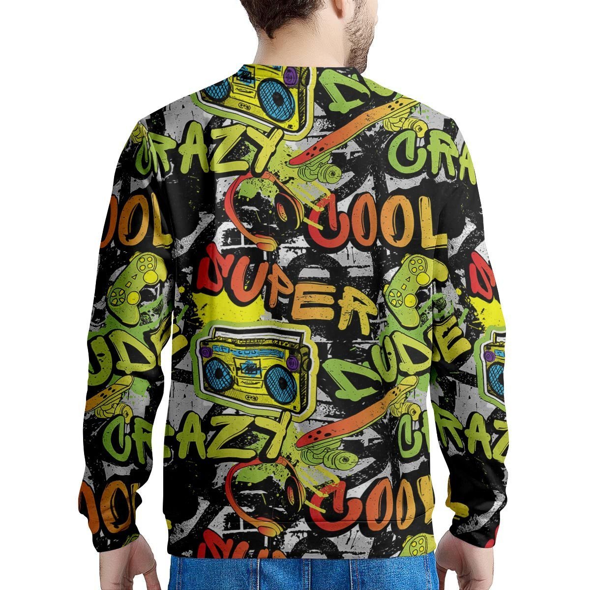 Abstract Graffiti Drips Print Men's Sweatshirt-grizzshop