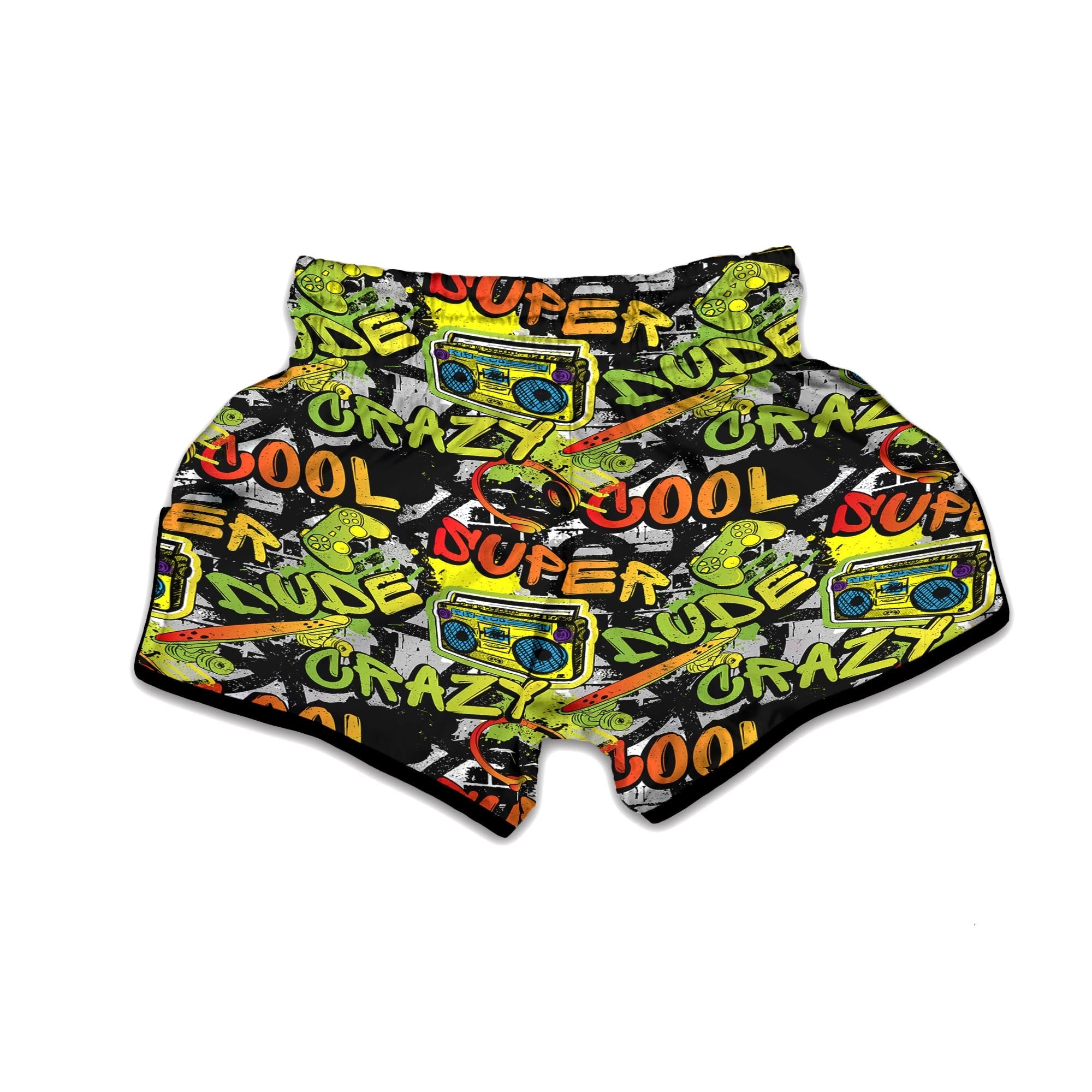 Abstract Graffiti Drips Print Muay Thai Boxing Shorts-grizzshop