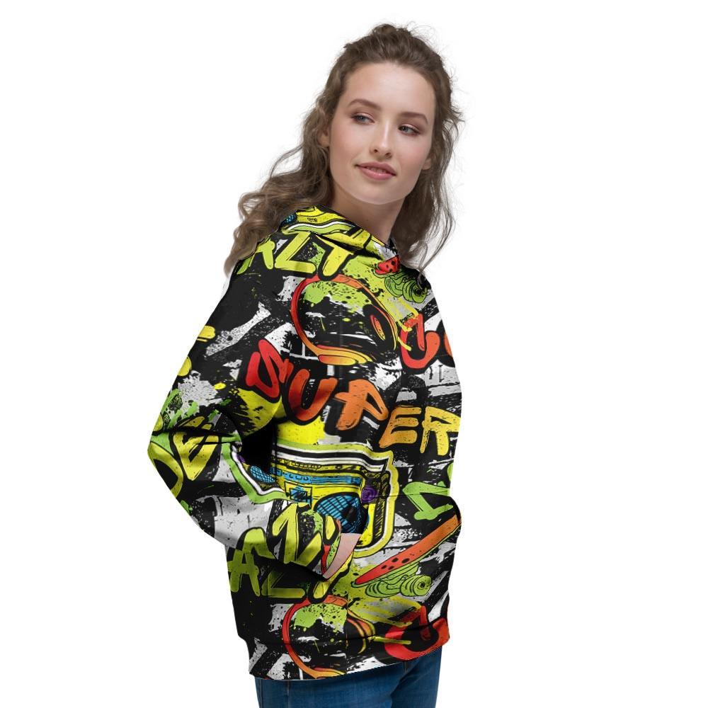 Abstract Graffiti Drips Print Women's Hoodie-grizzshop