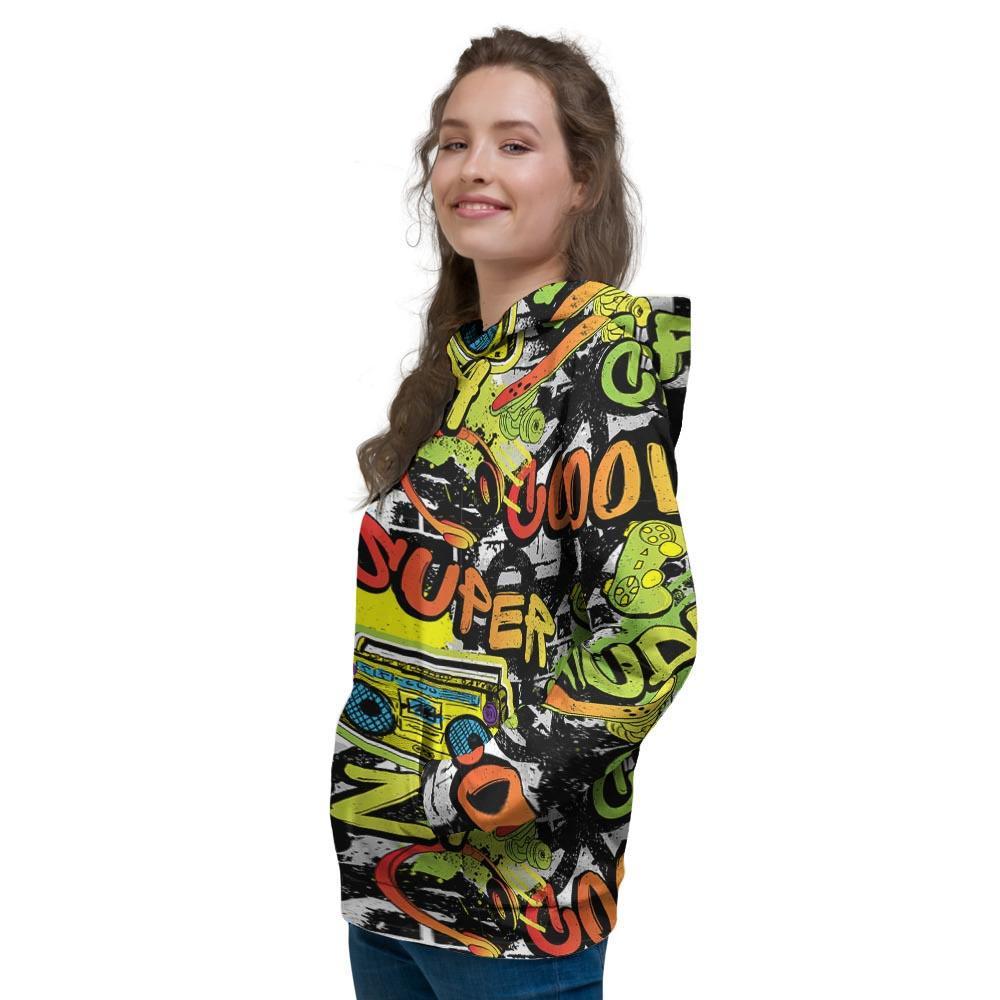 Abstract Graffiti Drips Print Women's Hoodie-grizzshop