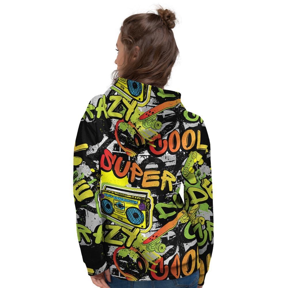 Abstract Graffiti Drips Print Women's Hoodie-grizzshop