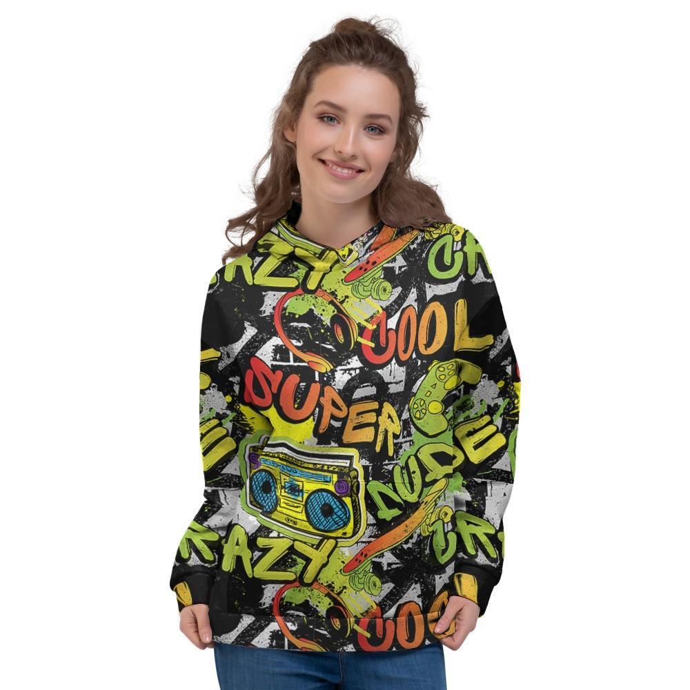 Abstract Graffiti Drips Print Women's Hoodie-grizzshop