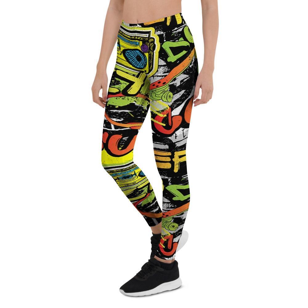 Abstract Graffiti Drips Print Women's Leggings-grizzshop