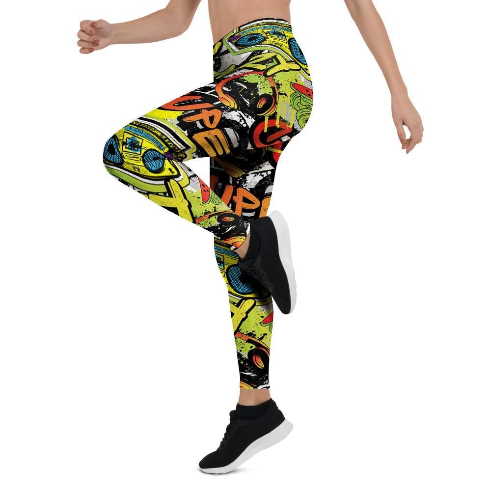 Abstract Graffiti Drips Print Women's Leggings-grizzshop
