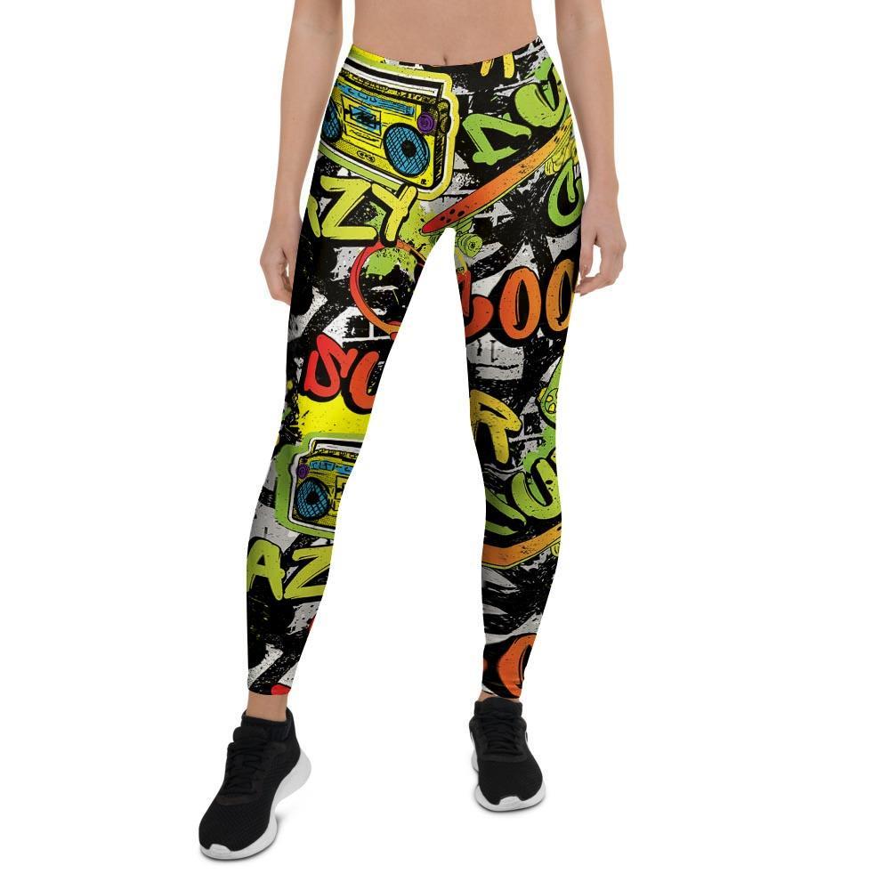 Abstract Graffiti Drips Print Women's Leggings-grizzshop