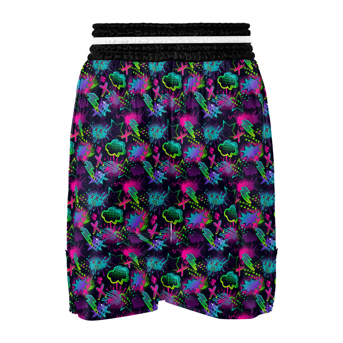 Abstract Graffiti Emoji Print Pattern Boxing Shorts-grizzshop