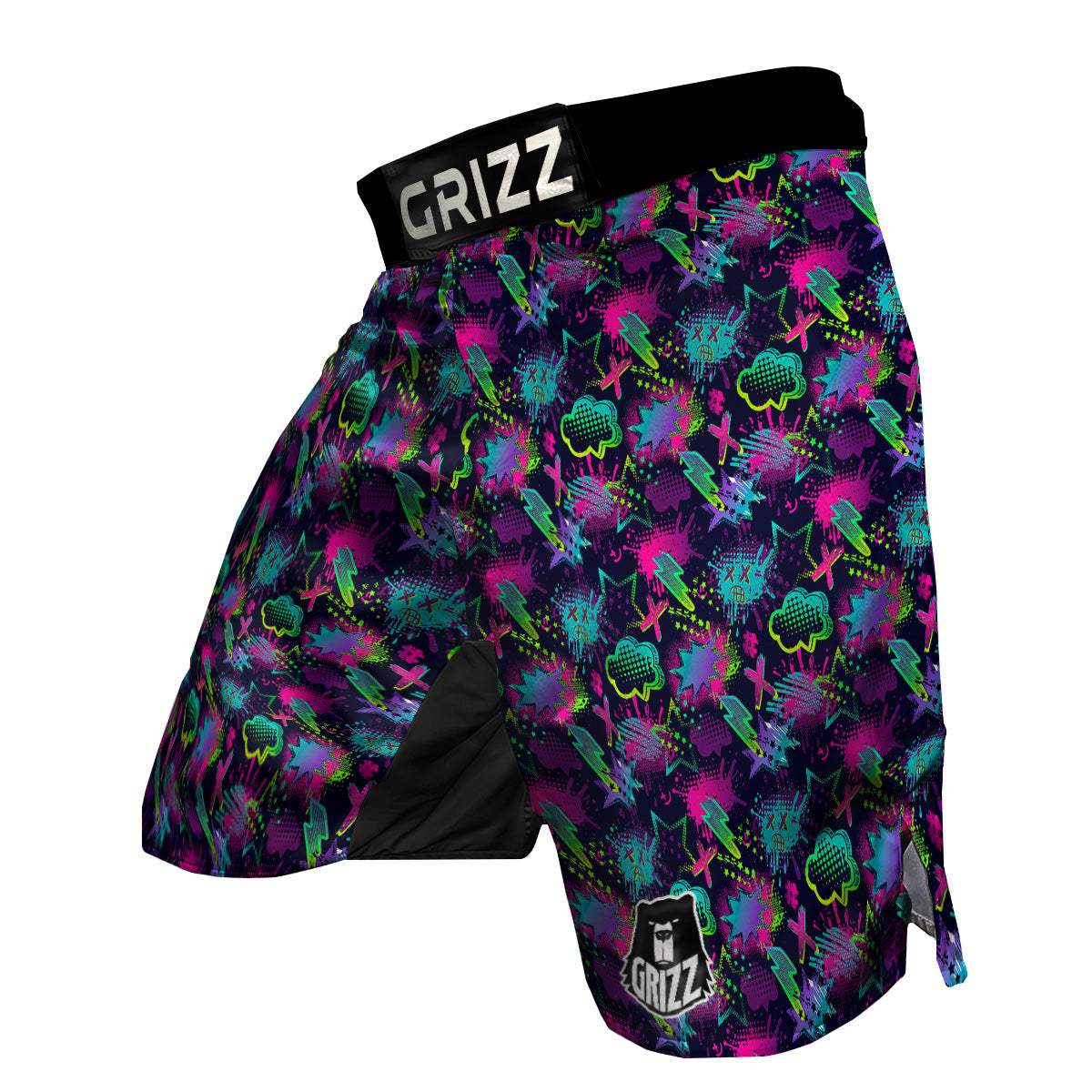 Abstract Graffiti Emoji Print Pattern MMA Shorts-grizzshop