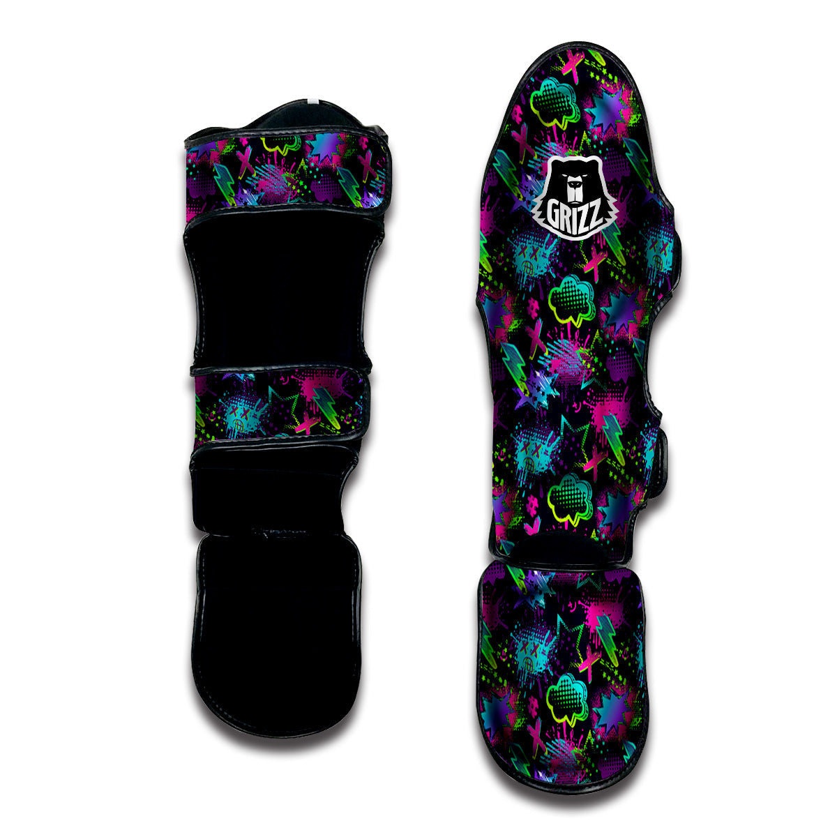Abstract Graffiti Emoji Print Pattern Muay Thai Shin Guards-grizzshop