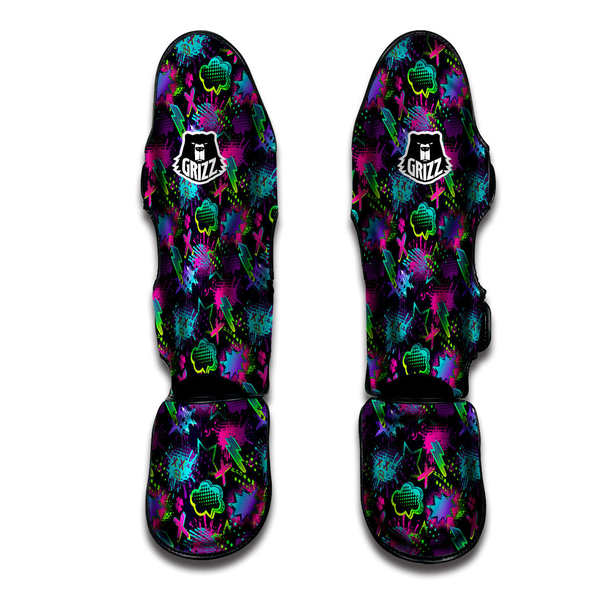 Abstract Graffiti Emoji Print Pattern Muay Thai Shin Guards-grizzshop