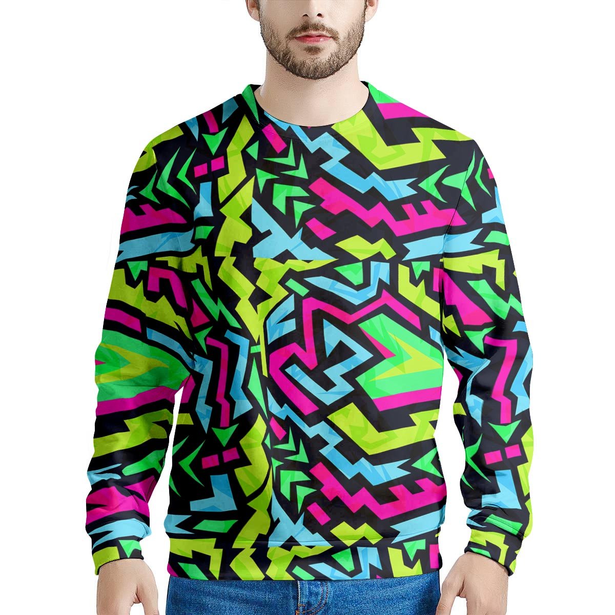 Abstract Graffiti Geometric Men's Sweatshirt-grizzshop