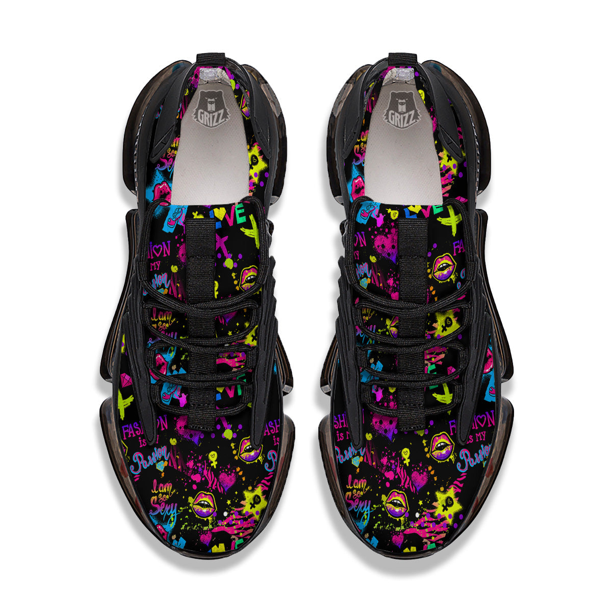 Abstract Graffiti Girlish Spray Paint Print Pattern Black Gym Shoes-grizzshop