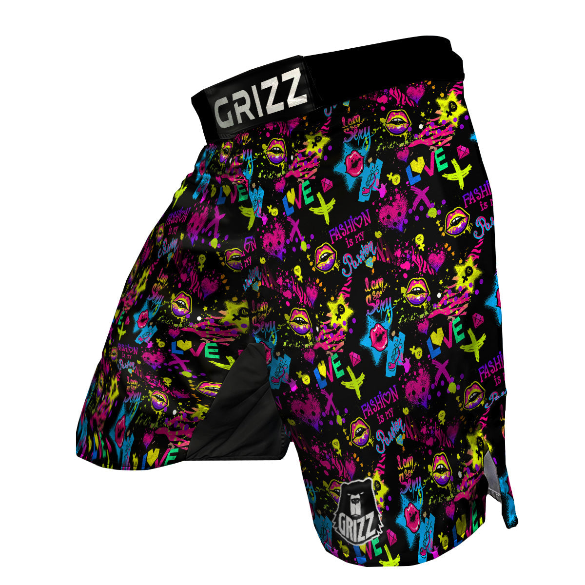 Abstract Graffiti Girlish Spray Paint Print Pattern MMA Shorts-grizzshop