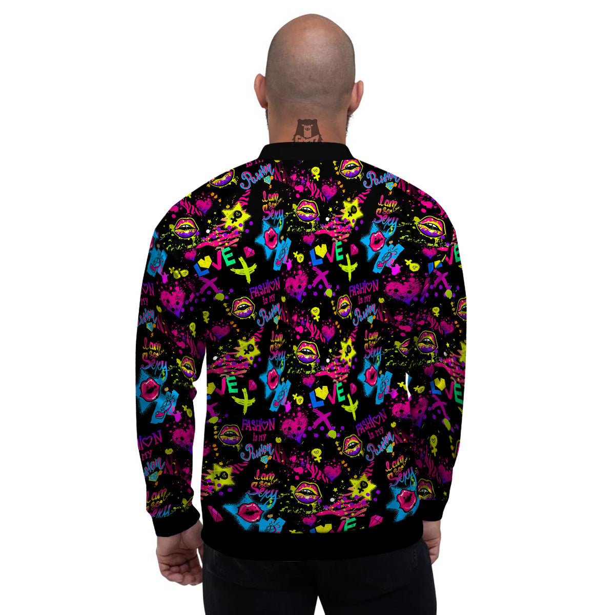 Abstract Graffiti Girlish Spray Paint Print Pattern Men's Bomber Jacket-grizzshop