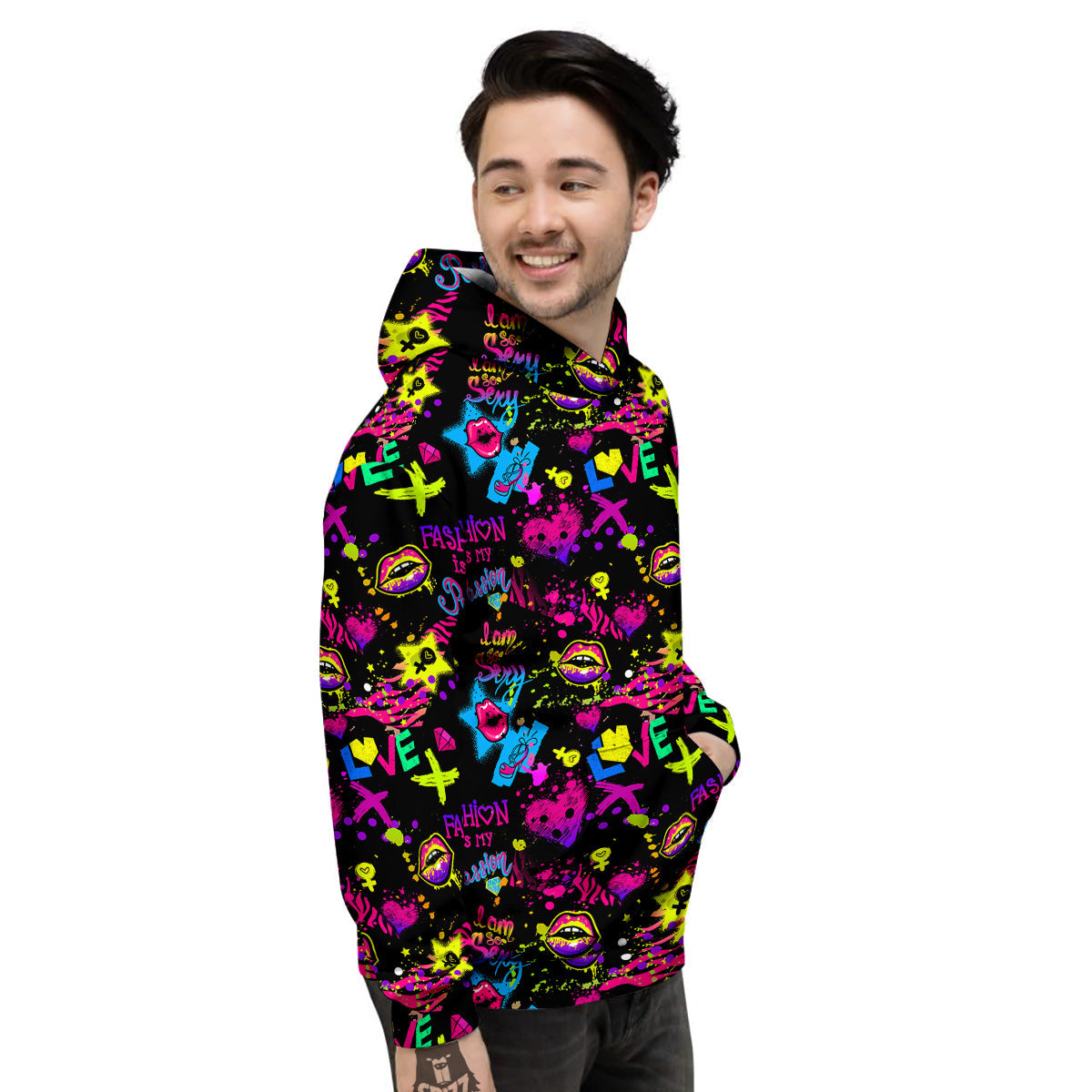 Abstract Graffiti Girlish Spray Paint Print Pattern Men's Hoodie-grizzshop