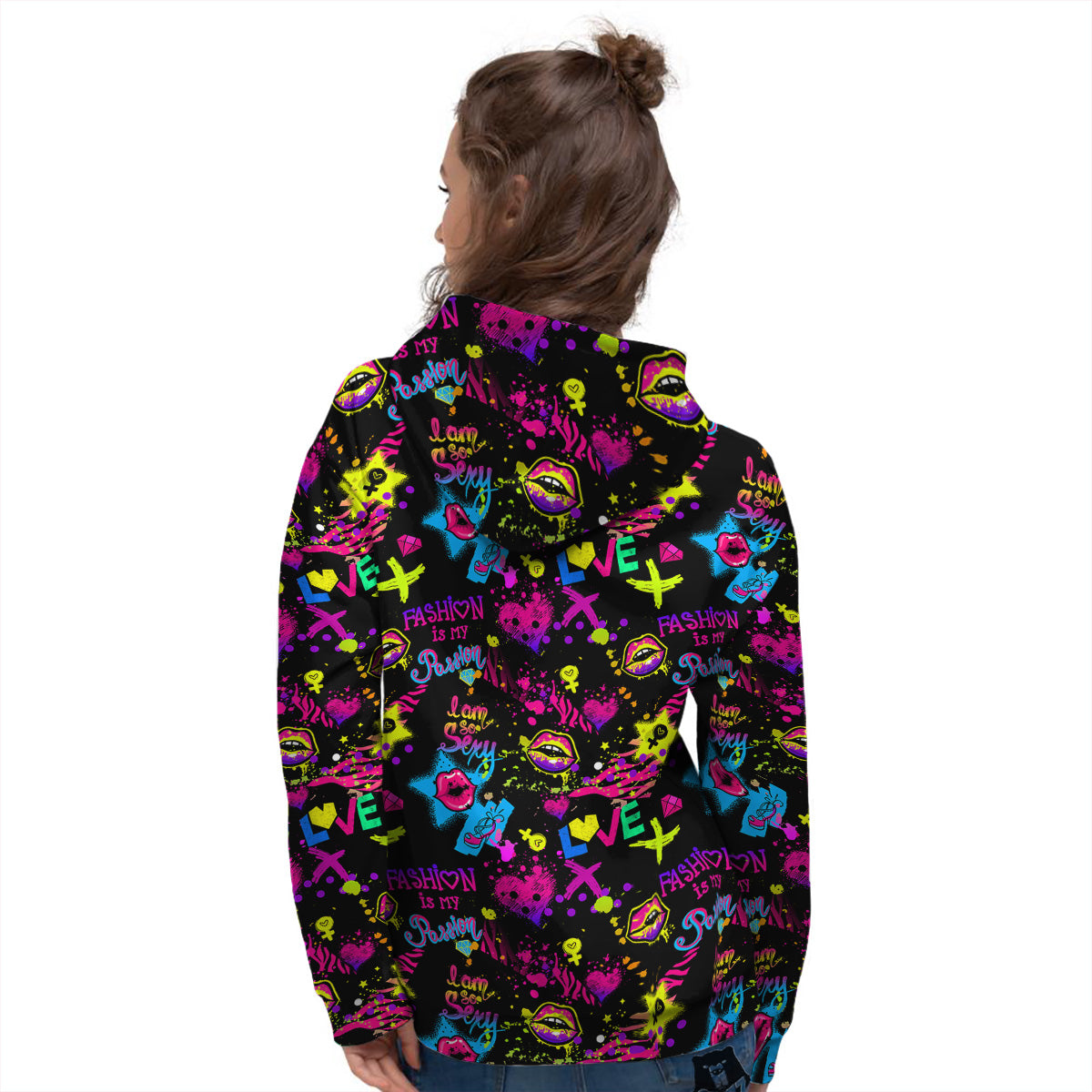 Abstract Graffiti Girlish Spray Paint Print Pattern Women's Hoodie-grizzshop