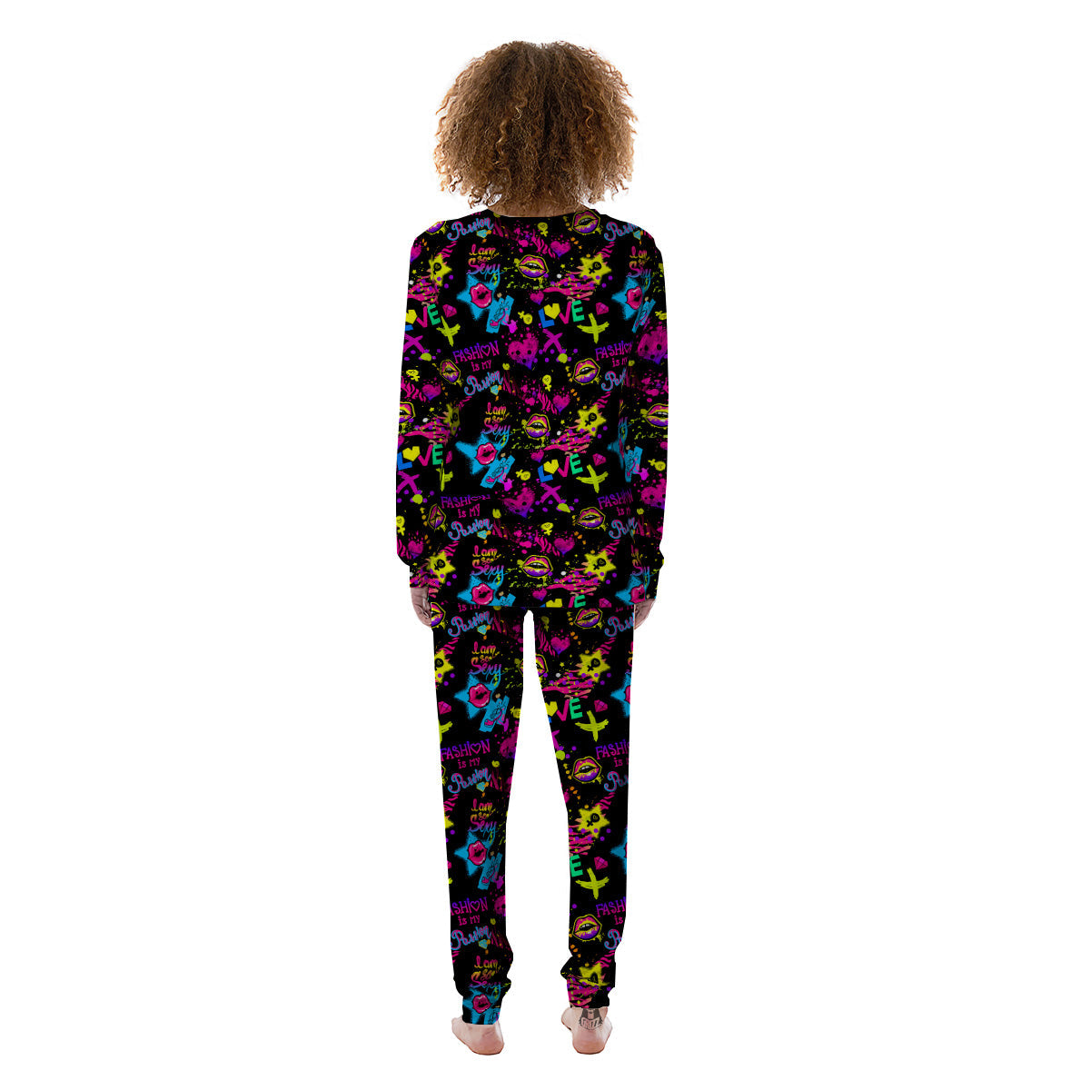 Abstract Graffiti Girlish Spray Paint Print Pattern Women's Pajamas-grizzshop