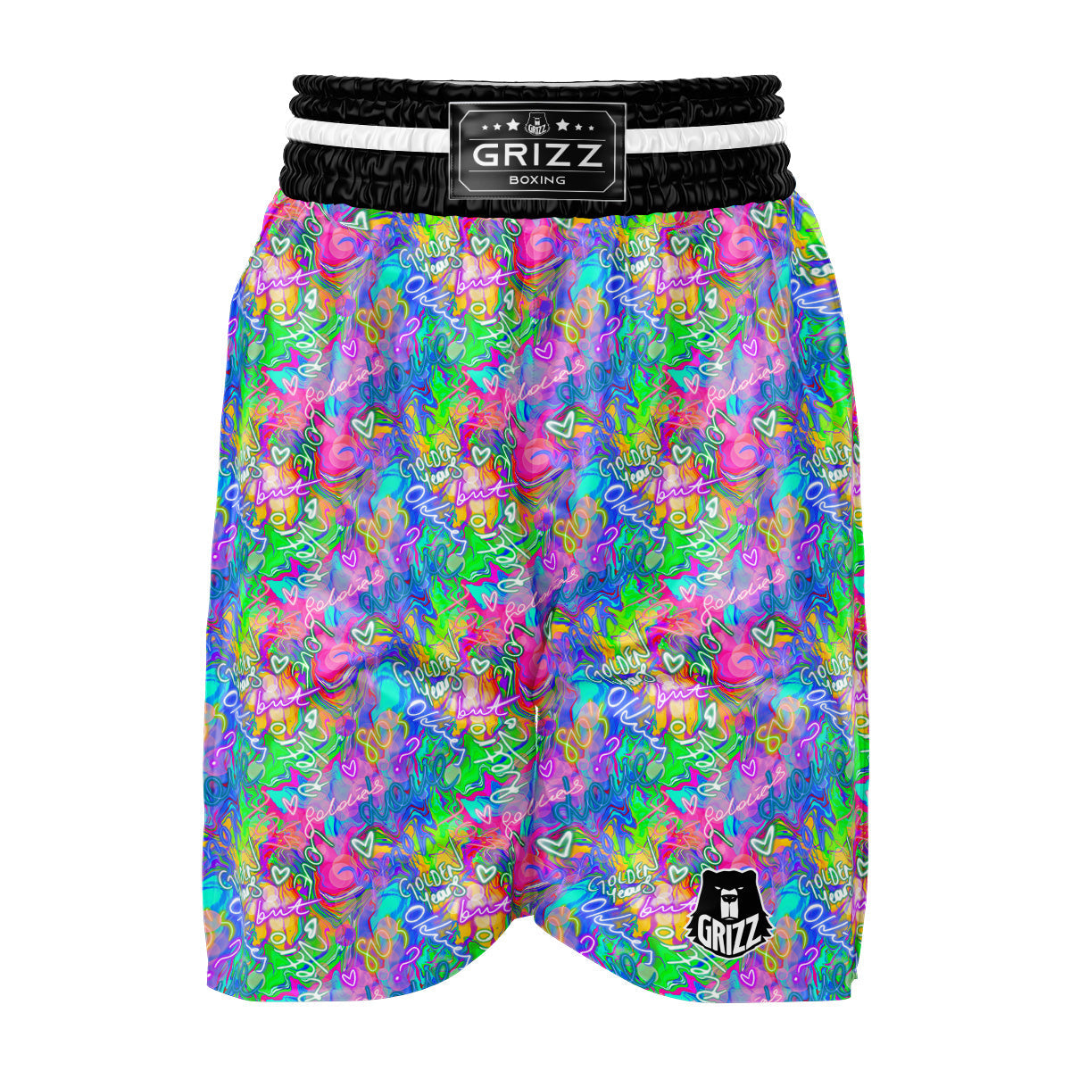 Abstract Graffiti Hand Drawing Neon Retro Print Pattern Boxing Shorts-grizzshop