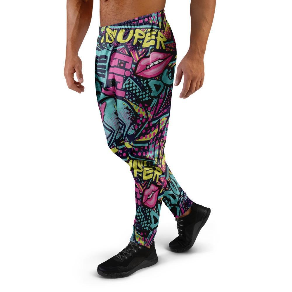 Abstract Graffiti Hiphop Lip Men's Joggers-grizzshop