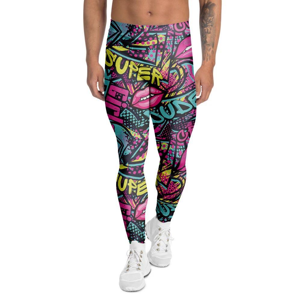 Abstract Graffiti Hiphop Lip Men's Leggings-grizzshop