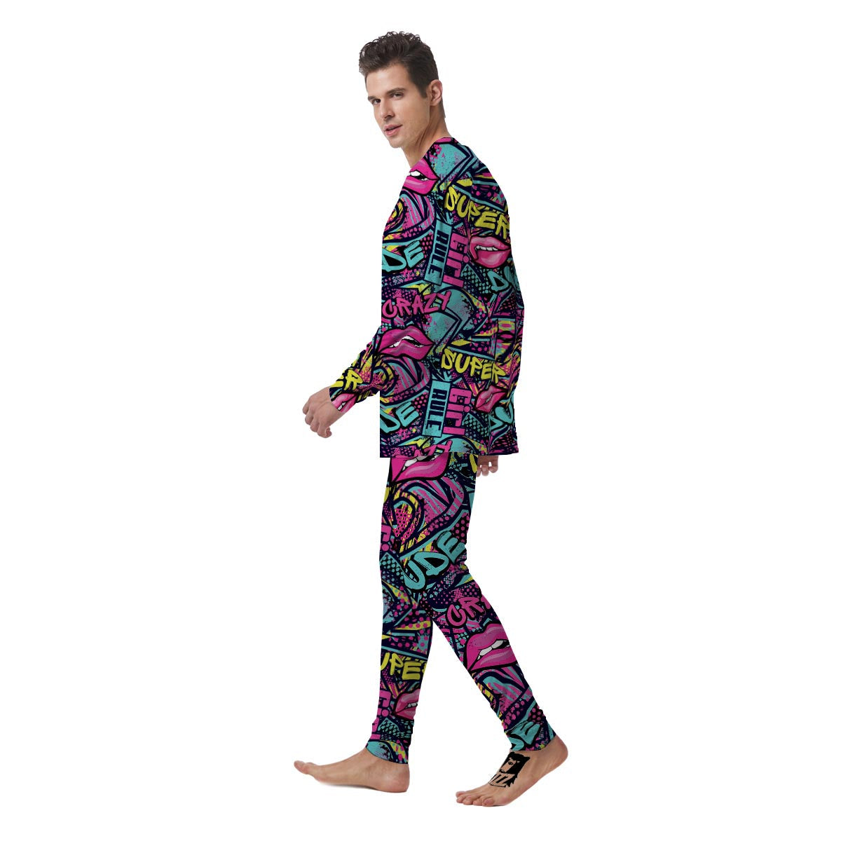 Abstract Graffiti Hiphop Lip Men's Pajamas-grizzshop