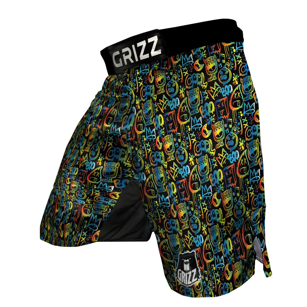 Abstract Graffiti Neon Monsters Print Pattern MMA Shorts-grizzshop