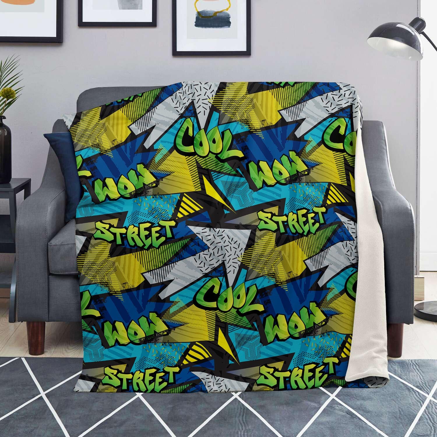 Abstract Graffiti Print Blanket-grizzshop
