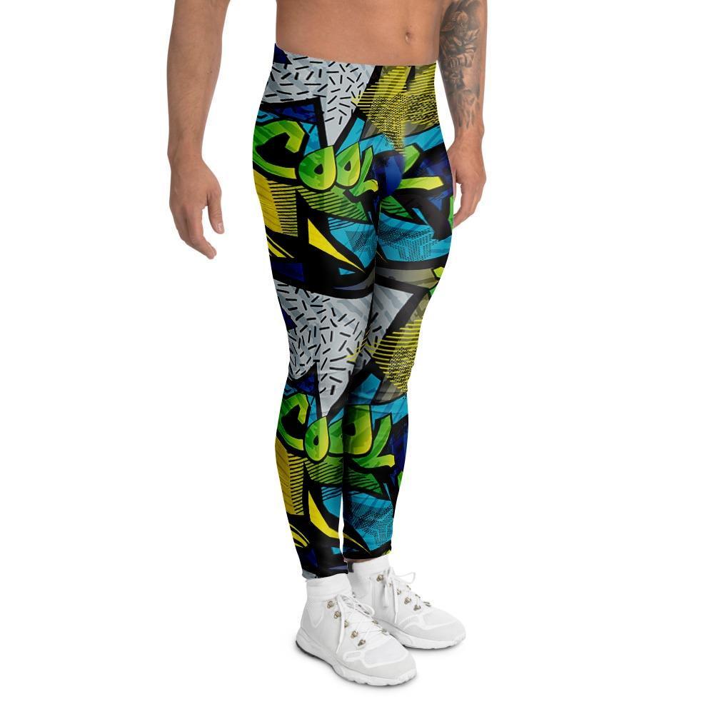 Abstract Graffiti Print Men's Leggings-grizzshop