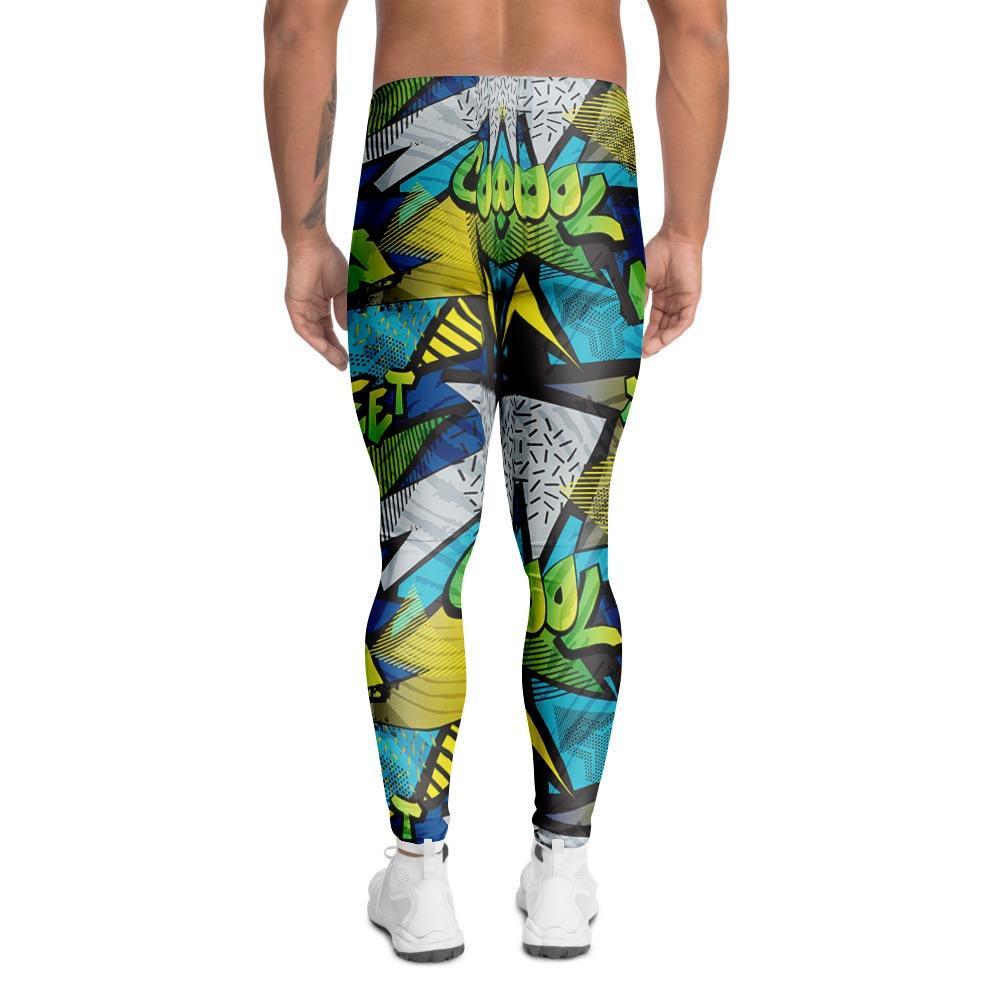 Abstract Graffiti Print Men's Leggings-grizzshop
