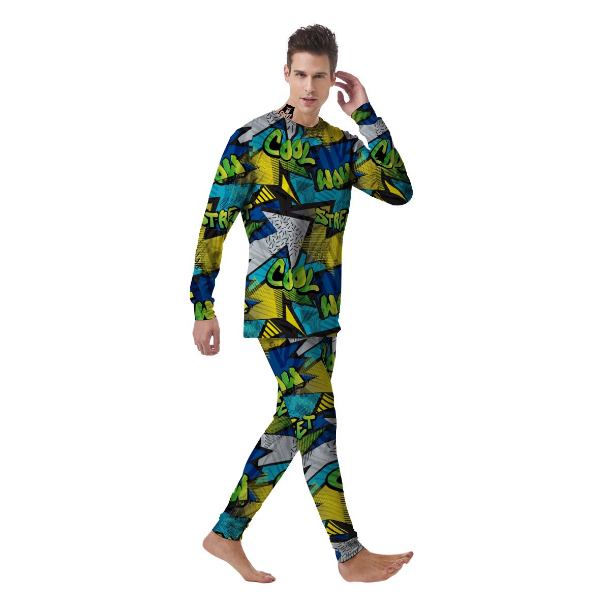 Abstract Graffiti Print Men's Pajamas-grizzshop