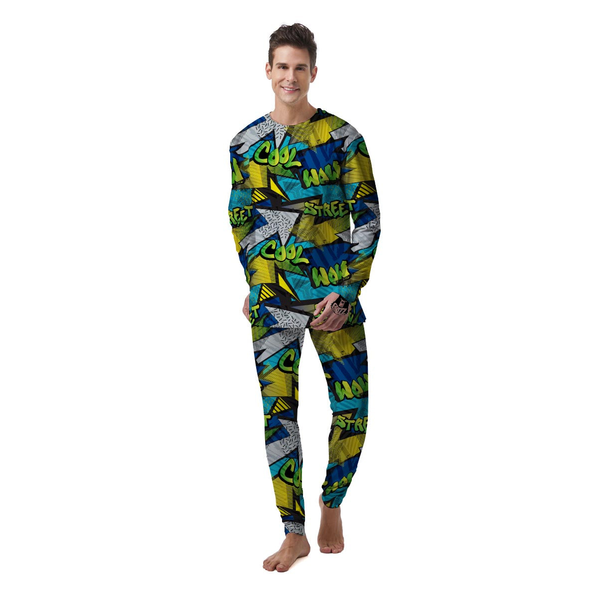 Abstract Graffiti Print Men's Pajamas-grizzshop