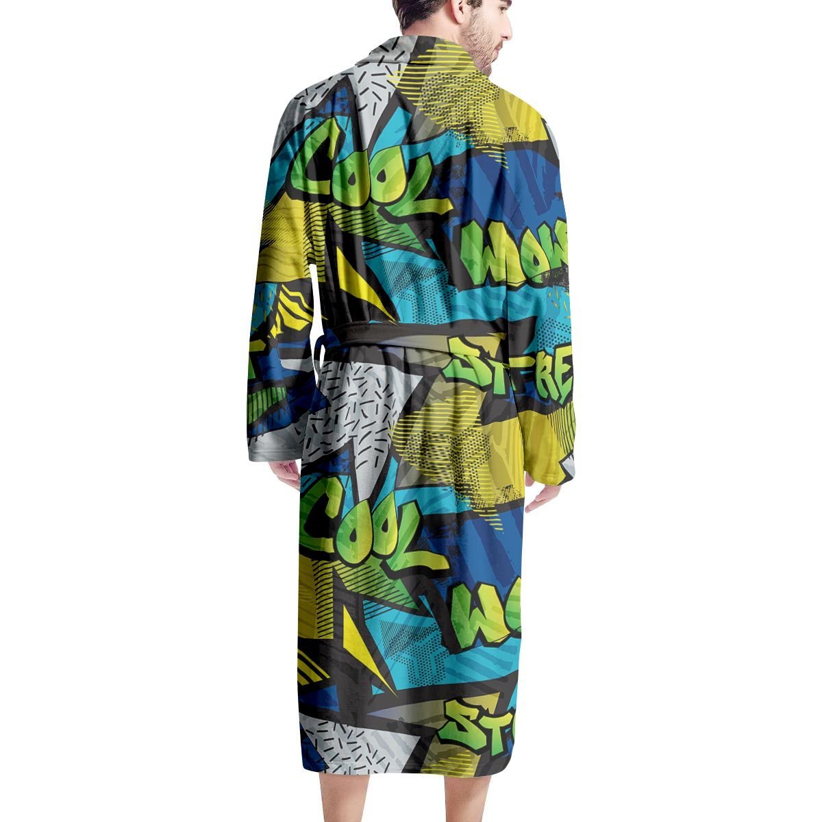 Abstract Graffiti Print Men's Robe-grizzshop