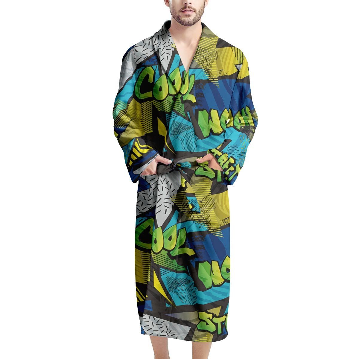 Abstract Graffiti Print Men's Robe-grizzshop