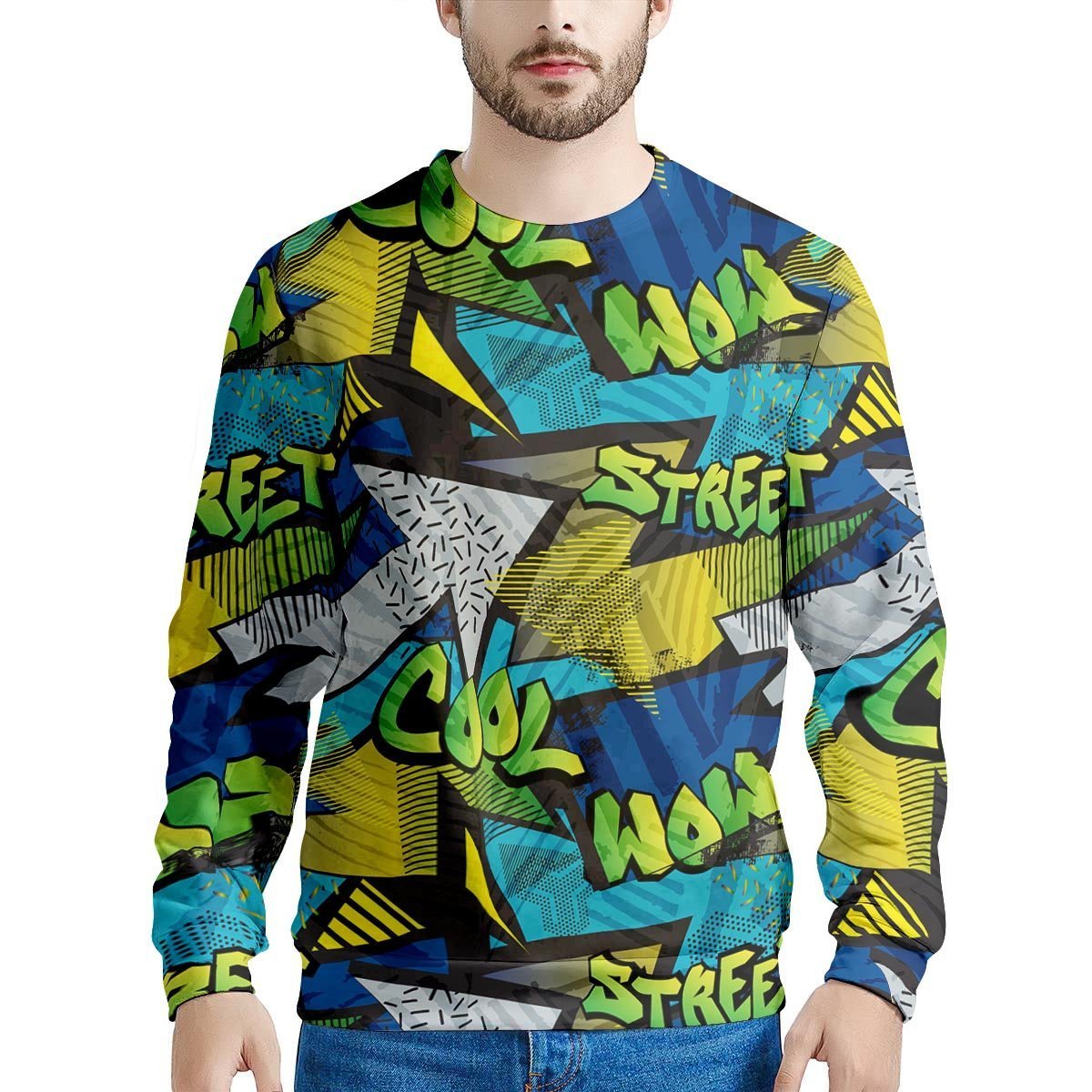 Abstract Graffiti Print Men's Sweatshirt-grizzshop