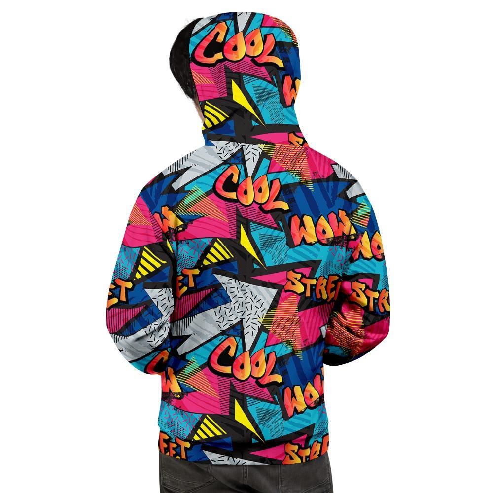 Abstract Graffiti Wow Print Men's Hoodie-grizzshop