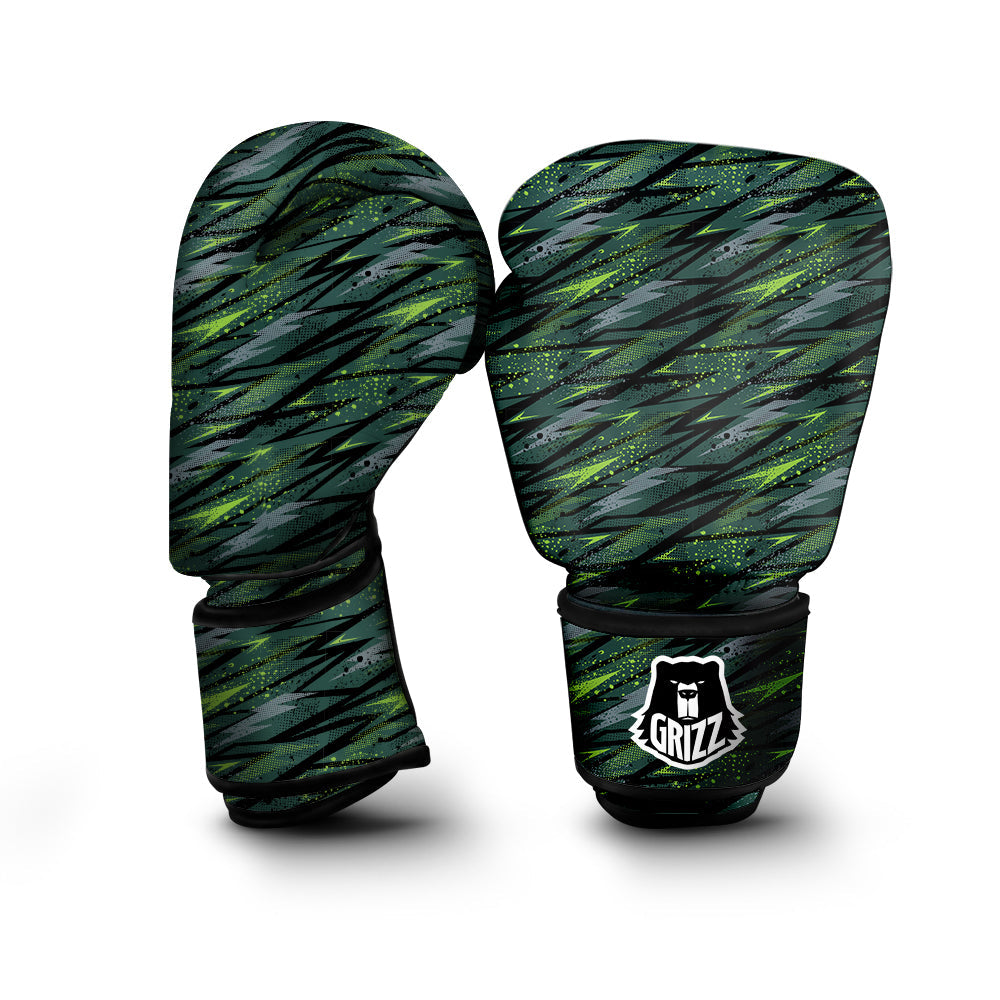 Abstract Green Lightning Print Pattern Boxing Gloves-grizzshop
