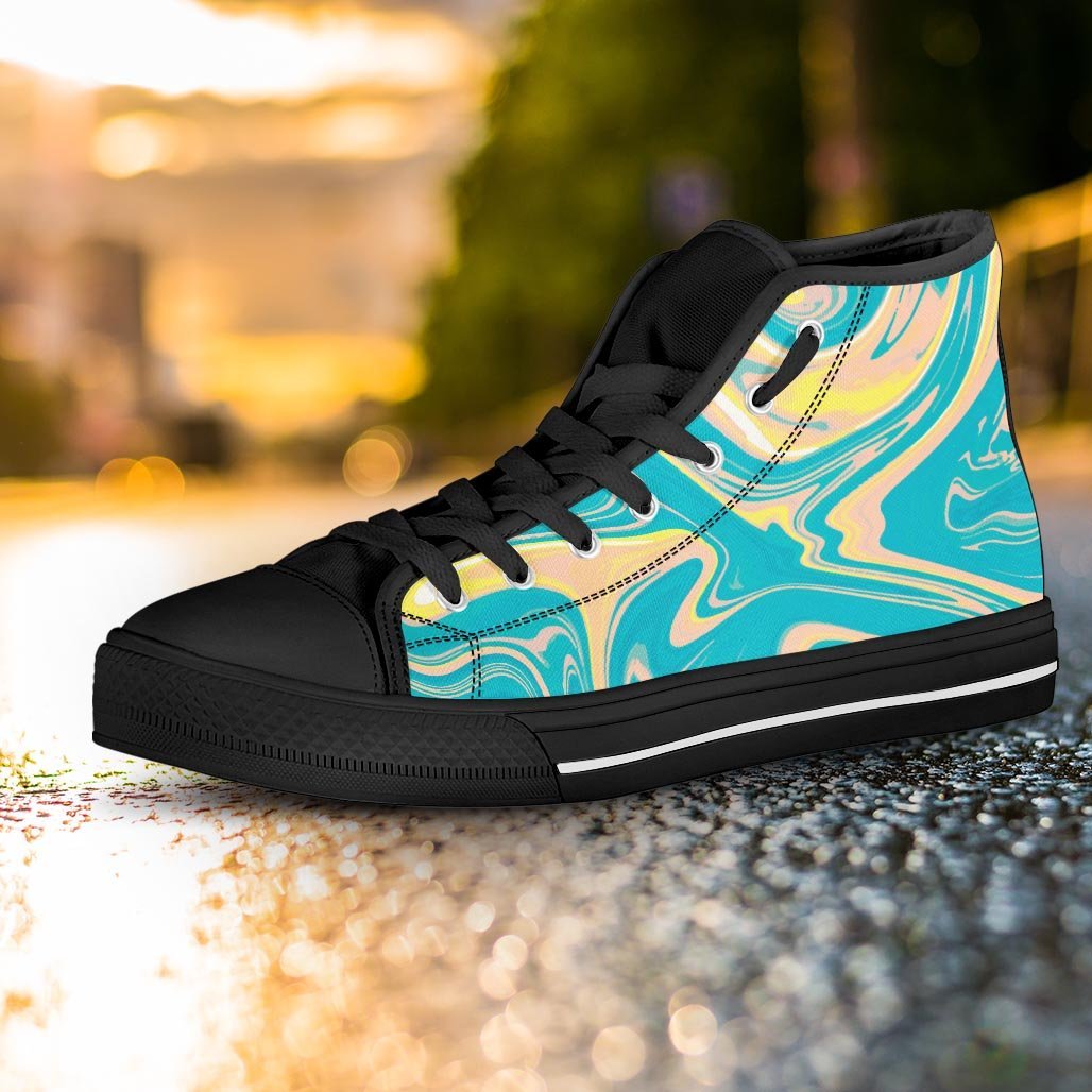 Abstract Green Marble Women's High Top Shoes-grizzshop