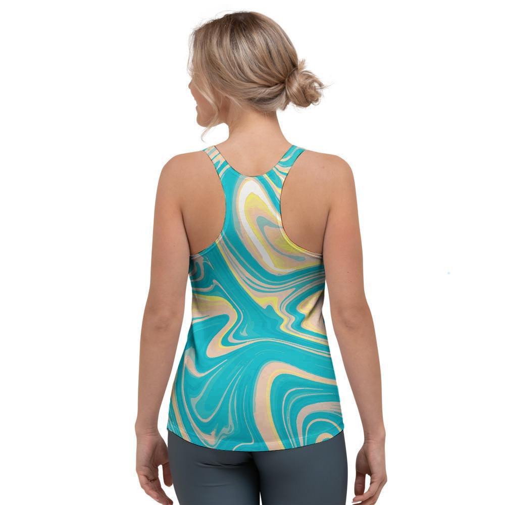 Abstract Green Marble Women's Racerback Tank Top-grizzshop