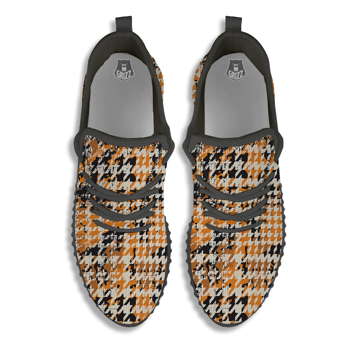 Abstract Grunge Houndstooth Camo Print Pattern Black Walking Shoes-grizzshop
